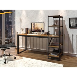 Escrivaninha Home Office Fit Estilo Industrial Moderna Premium Estudo Pés Aço Cor Canela - 2