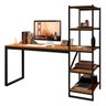Escrivaninha Home Office Fit Estilo Industrial Moderna Premium Estudo Pés Aço Cor Canela - 1