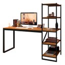 Ver imagem 1 de Escrivaninha Home Office Fit Estilo Industrial Moderna Premium Estudo Pés Aço Cor Canela