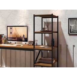 Escrivaninha Home Office Fit Estilo Industrial Moderna Premium Estudo Pés Aço Cor Canela - 3