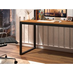 Escrivaninha Home Office Fit Estilo Industrial Moderna Premium Estudo Pés Aço Cor Canela - 4