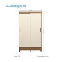 Ver imagem 3 de Guarda Roupa Roupeiro Solteiro 2 Portas Correr Fit Jequitibá Off White Santos Andirá