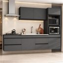 Ver imagem 1 de Armário Cozinha Modulada Completa Suspensa com Pia 251,5cm Milano Multimóveis MCR2480 Grafite/