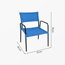 Ver imagem 2 de Jogo 6 Poltronas Porã Junco Sintético Estrutura Aço Preto com Braços para Área Externa - Azul