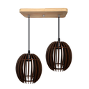 Ver imagem 1 de Pendente Duplo Cúpula Mdf Oval Suporte Madeira Pinus - Soquete E-27 – Abf Luminárias:oval