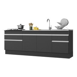 Kit 2 Balcões c/ Rodapé Gabinete Pia 150cm e Cooktop 70cm Veneza Multimóveis MP2108.898 Preto/ - 3