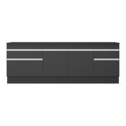 Kit 2 Balcões c/ Rodapé Gabinete Pia 150cm e Cooktop 70cm Veneza Multimóveis MP2108.898 Preto/ - 6