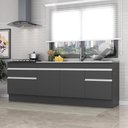Ver imagem 1 de Kit 2 Balcões C/ Rodapé Gabinete Pia 150cm e Cooktop 70cm Veneza Multimóveis Mp2108.898 Preto/