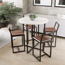 Ver imagem 1 de Conjunto Mesa Redonda Branca 4 Cadeiras Pequena Imbuia Industrial Black