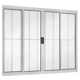 Janela de Alumínio Abertura Central 4 Folhas com Grade 120x120cm Branco Allo Esquadrias - 1