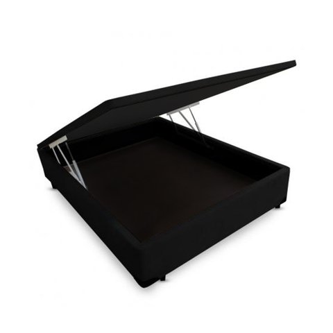 Cama Box Baú Casal Platinum Acolchões Suede Preto 41x138x188