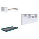 Ver imagem 2 de Cama Infantil Juvenil com Escrivaninha e Estante Cama Auxiliar Branco/Azul