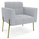 Ver imagem 4 de Poltrona para Sala Pé Metal Dourado Kit 2 Ana Bouclé Cinza - Ibiza