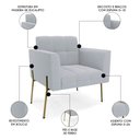 Ver imagem 7 de Poltrona para Sala Pé Metal Dourado Kit 2 Ana Bouclé Cinza - Ibiza