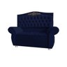 KIT Cabeceira + Recamier Baú Dunas Dubái Azul Marinho veludo Linha Alta 0,90 Solteiro Dalaqua-Decor - 1