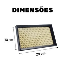 Bandeja Decorativa Retangular com Palha Indiana e Vidro Cor Preto 23x13 Cm - 3