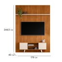 Ver imagem 3 de Kit New Panorama Painel Piso-Teto Ripado e Bancada com 2 Portas Deslizantes em MDF Cinamomo e Off