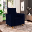Ver imagem 2 de Poltrona Decorativa Estofada Confortável Sala Miley Veludo Azul Marinho