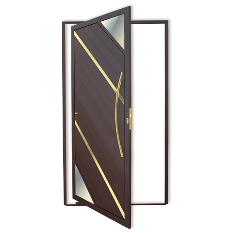 Porta Pivotante Lamb.Oasis c/Puxador D. Sup.Marrom Corten Dourado 120 Brimak