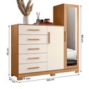 Ver imagem 4 de Comoda New Master Quarto com 5 Gavetas 2 Portas e Espelho Freijo/off White