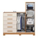 Ver imagem 3 de Comoda New Master Quarto com 5 Gavetas 2 Portas e Espelho Freijo/off White