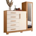 Ver imagem 1 de Comoda New Master Quarto com 5 Gavetas 2 Portas e Espelho Freijo/off White