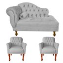 Ver imagem 1 de Kit Divã Recamier Sofá Imperial 120 Cm + 2 Poltronas Suede:cinza Claro
