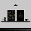 Ver imagem 2 de Kit 2 Quadros Buda Fé Preto Com Dourado 24x18cm:Madeira branca