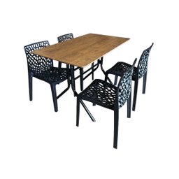 Jogo Mesa 120x70 para Restaurante Comércio Imbuia com 4 Cadeiras Gruvyer Preta Ecomhome - 2