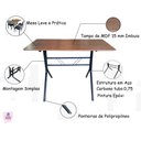 Ver imagem 5 de Jogo Mesa 120x70 para Restaurante Comércio Imbuia com 4 Cadeiras Gruvyer Preta Ecomhome