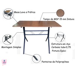Jogo Mesa 120x70 para Restaurante Comércio Imbuia com 4 Cadeiras Gruvyer Preta Ecomhome - 5
