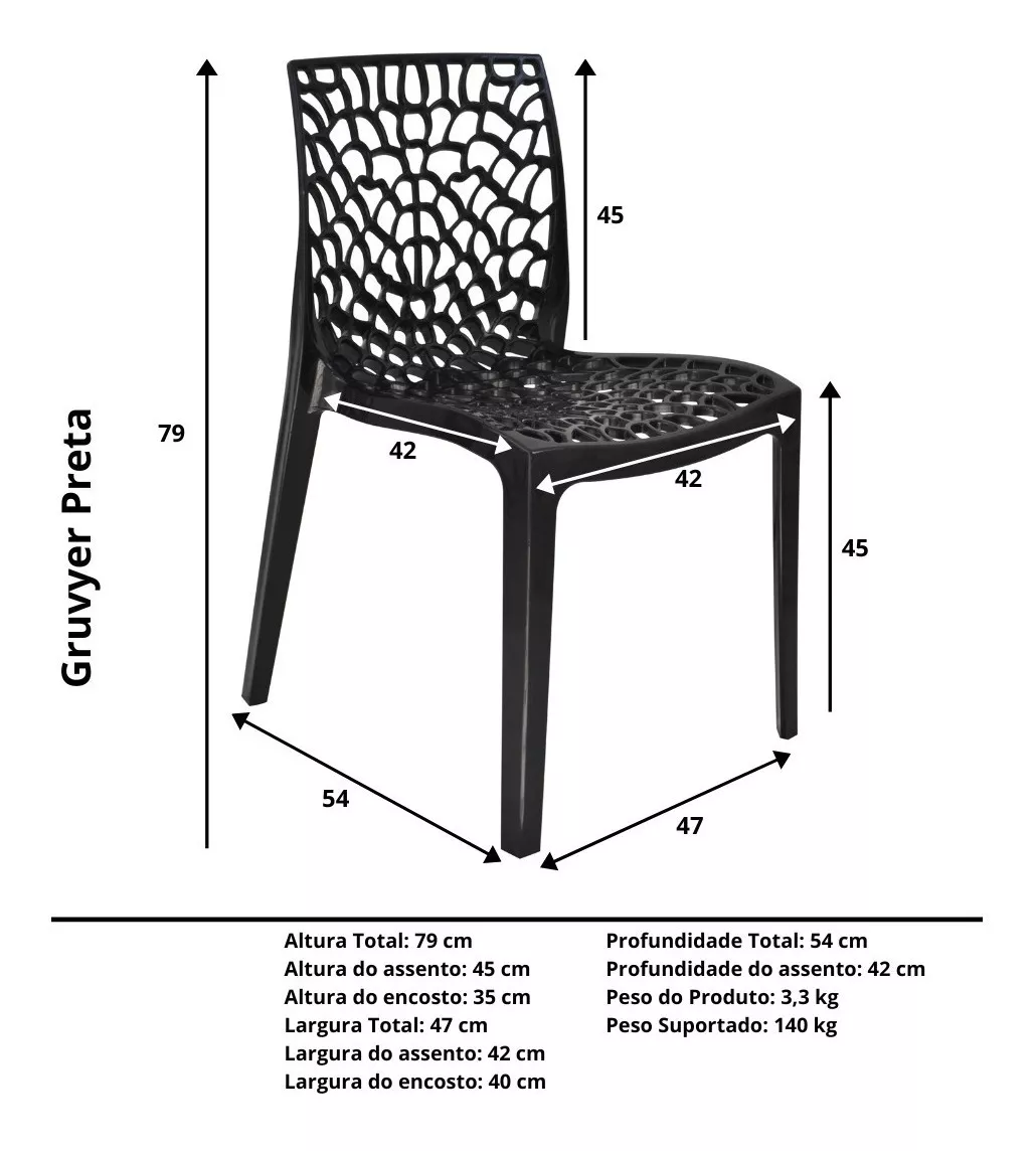 Jogo Mesa 120x70 para Restaurante Comércio Imbuia com 4 Cadeiras Gruvyer Preta Ecomhome - 6