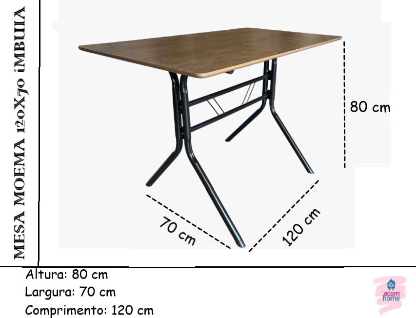 Jogo Mesa 120x70 para Restaurante Comércio Imbuia com 4 Cadeiras Gruvyer Preta Ecomhome - 3