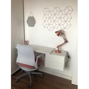 Bancada com Gaveteiro Suspenso 100% MDF Branco Fosco - 120cm de Comprimento