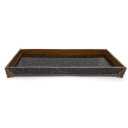 Bandeja Lavabo Sala em Vidro Preto Brilho Modern 25x10cm - 5