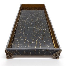 Bandeja Lavabo Sala em Vidro Preto Brilho Modern 25x10cm - 3