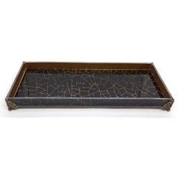 Bandeja Lavabo Sala em Vidro Preto Brilho Modern 25x10cm - 4