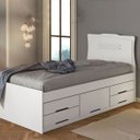 Ver imagem 1 de Cama Cômoda de Solteiro com 5 Gavetas Julia Conquista Móveis Branca