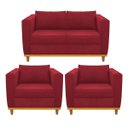 Ver imagem 1 de Kit Sofá 2 Lugares e 2 Poltronas Europa Suede Doce Sonho Móveis - Vermelho
