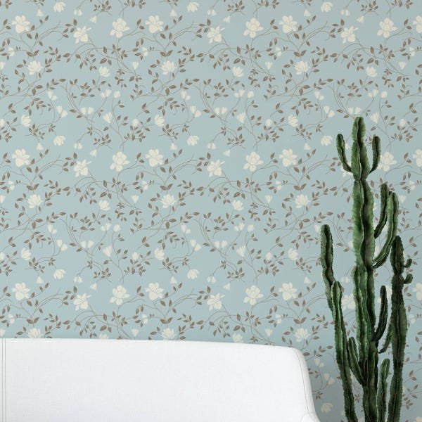 Papel de Parede Adesivo Sala Quarto Floral Flor Azul 3m - 2