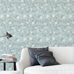 Papel de Parede Adesivo Sala Quarto Floral Flor Azul 3m - 1