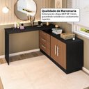 Ver imagem 4 de Cômoda com Penteadeira com 3 Gavetas e 2 Portas American Preto/com Freijó