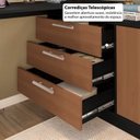 Ver mais imagens de Cômoda com Penteadeira com 3 Gavetas e 2 Portas American Preto/com Freijó