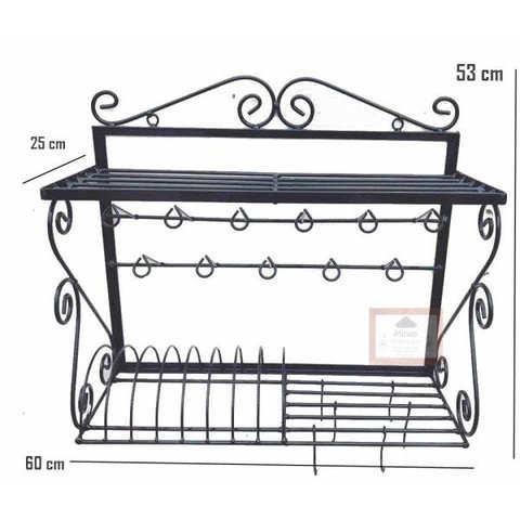escorredor de louças paneleiro rococó ferro suporte de parede prateleira cozinha decoração