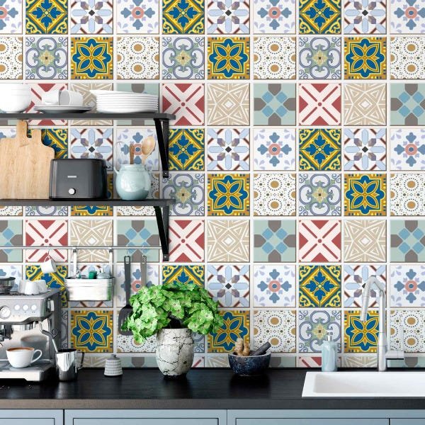 Papel De Parede Vinil Azulejo Portugues Cozinha Lavavél 5m