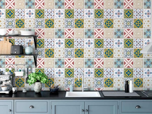 Papel De Parede Vinil Azulejo Portugues Cozinha Lavavél 5m - 3