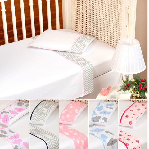 Jogo de lençol berço americano bebe enxoval berco percal algodão lençol grande c elástico 3 peças