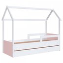 Ver imagem 2 de Cama Infantil Montessoriana sem colchão com Cama Auxiliar Linha Infanto Branco/Rosa CCM020 Completa 