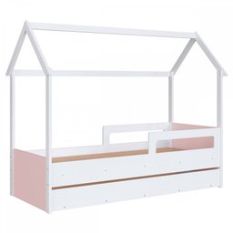 Cama Infantil Montessoriana sem colchão com Cama Auxiliar Linha Infanto Branco/Rosa CCM020 Completa  - 2