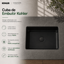 Ver imagem 2 de Cuba Verticyl Kohler Louça Preta 44x33cm + Válvula 1.1/4" Preta Click - 2882BR-7-VV114PTDAMI-